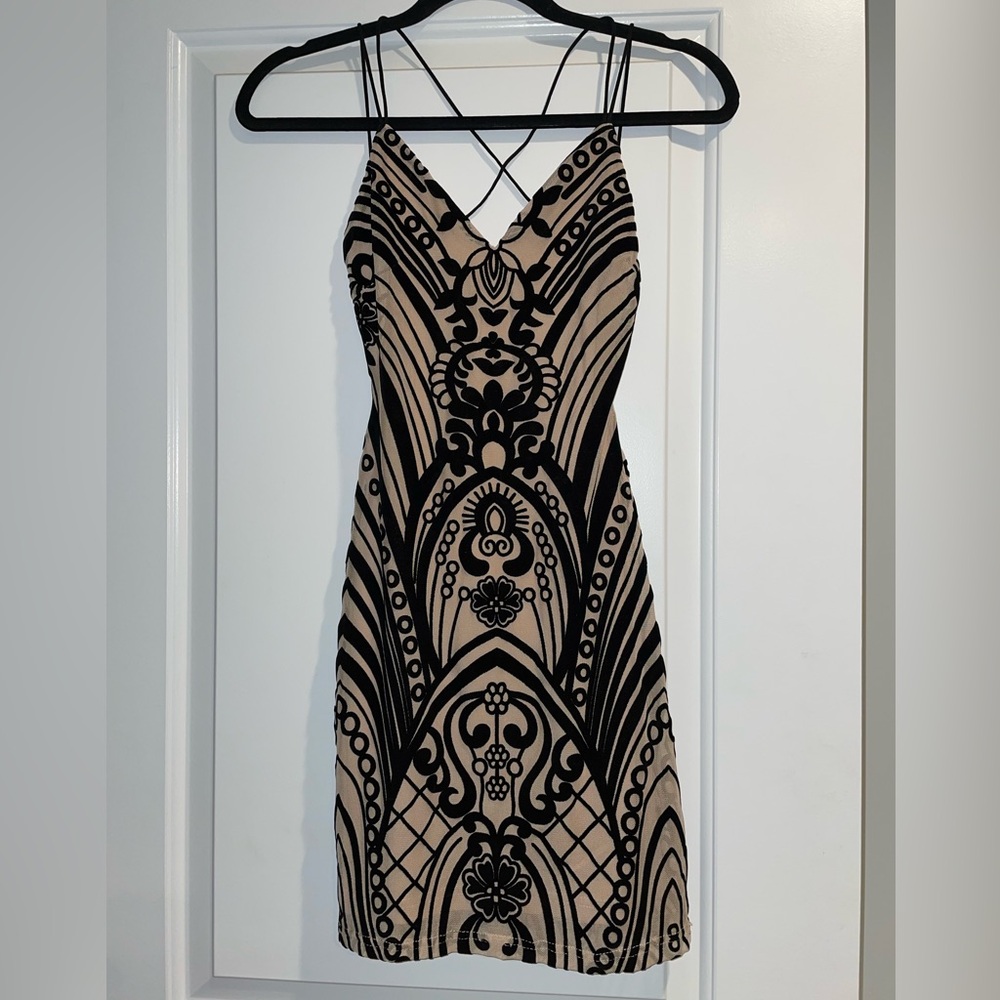 Lovely Day Black & Tan Dress
